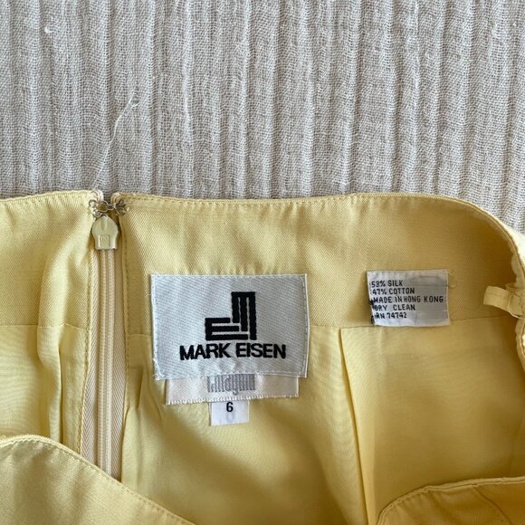 Vintage Silk / Cotton MARK EISEN Yellow Skirt (sz 6) - Picture 2 of 6